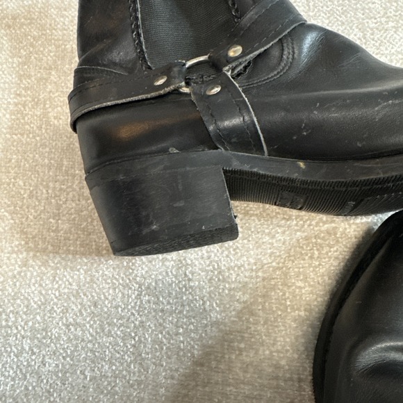 Harley Davidson Black Leather Pull On Harness Biker Boots Women's Size 9 - Picture 8 of 11